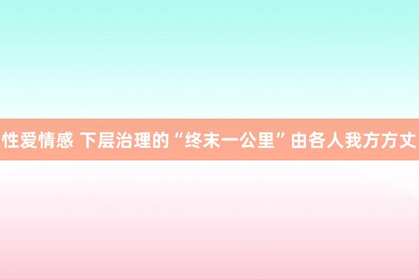 性爱情感 下层治理的“终末一公里”由各人我方方丈