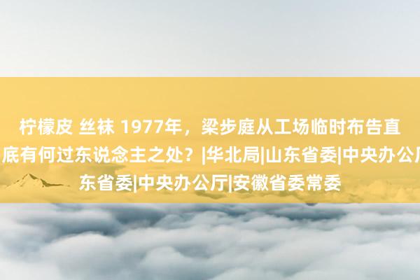 柠檬皮 丝袜 1977年，梁步庭从工场临时布告直升省委布告，到底有何过东说念主之处？|华北局|山东省委|中央办公厅|安徽省委常委